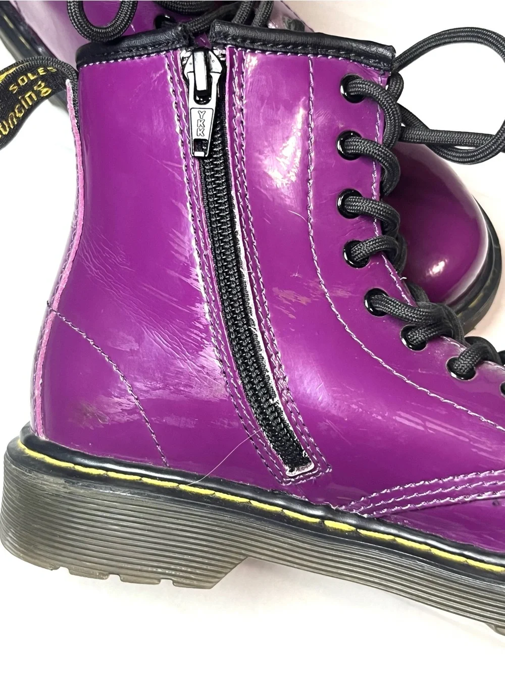 Dr. Martens Purple Patent Lace-Up Kids Boots